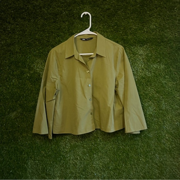 Zara Cropped Button Up Collared Shirt - Picture 5 of 5